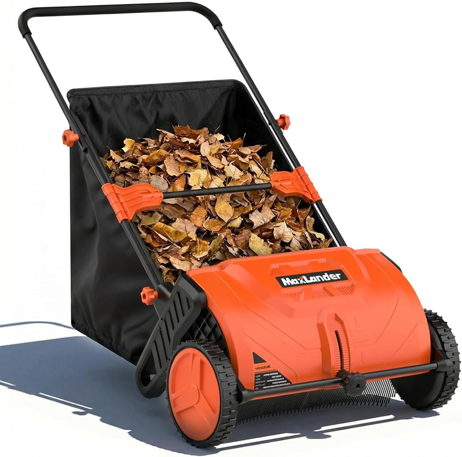 MAXLANDER 21-Inch Push Lawn Sweeper, Walk-Behind Leaf & Grass Collector with 3.5 Cu.Ft. Hopper, Adjustable Brush Height for Quick Yard Cleanup Grass Catchers