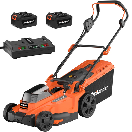 Maxlander Lawn Mower, 40V 15" Electric Lawn Mower Cordless, 2-in-1 Battery Powered Lawn Mower, 6-Position Height Adjustment