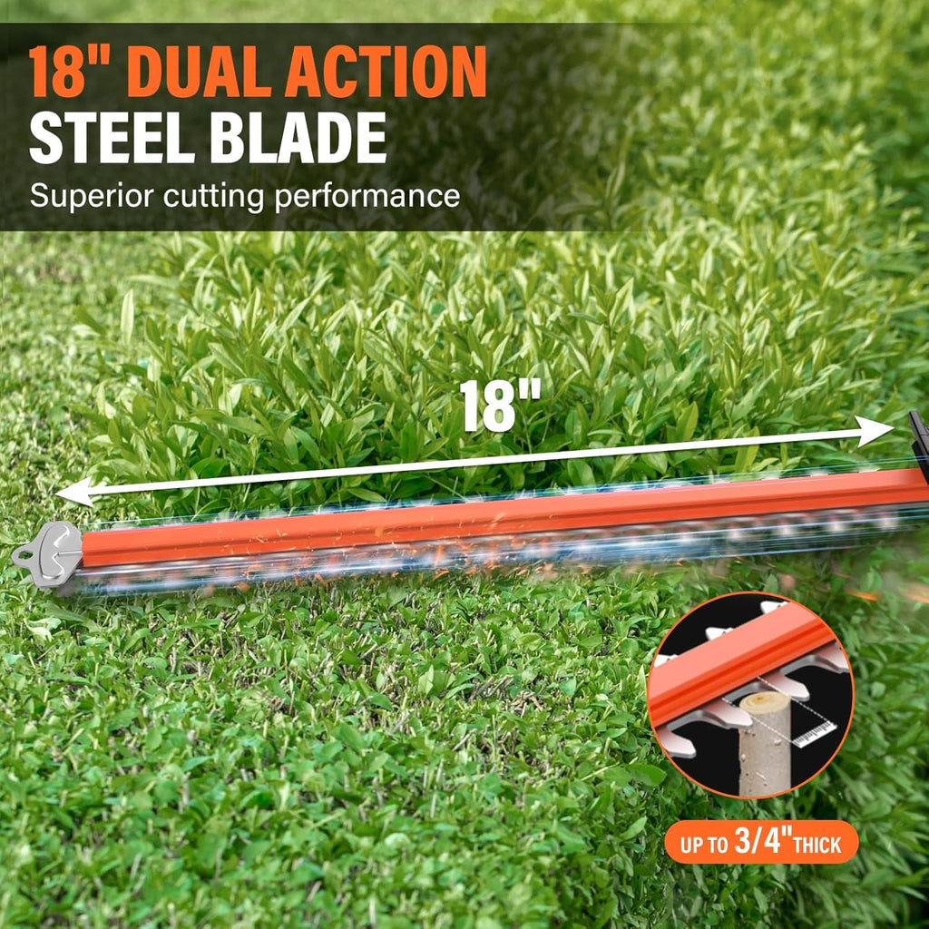 MAXLANDER 18in Cordless Pole Hedge Trimmer, 16ft Max Reach with Extension Pole, Multi-Angle Adjustable, 2×2.0Ah Batteries & Charger Included for Yard Trimming