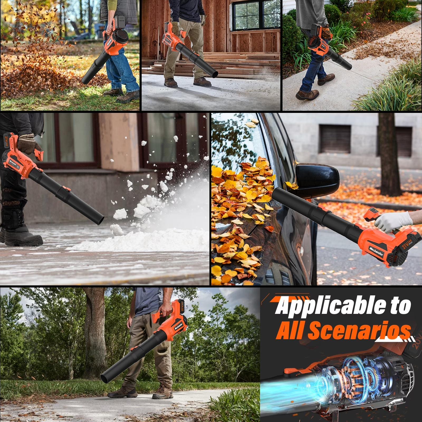 MAXLANDER Cordless Leaf & Snow Blower, 600CFM 200MPH 5-Speed Electric Blower with 2×3.0Ah Batteries & Charger for Yard, Patio & Snow Removal