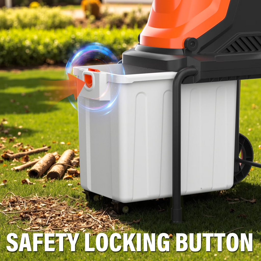 MAXLANDER 15-Amp 120V Heavy-Duty Electric Wood Chipper, Equipped with 1.2 Bushel Collection Bin for Yard Branch Shredding