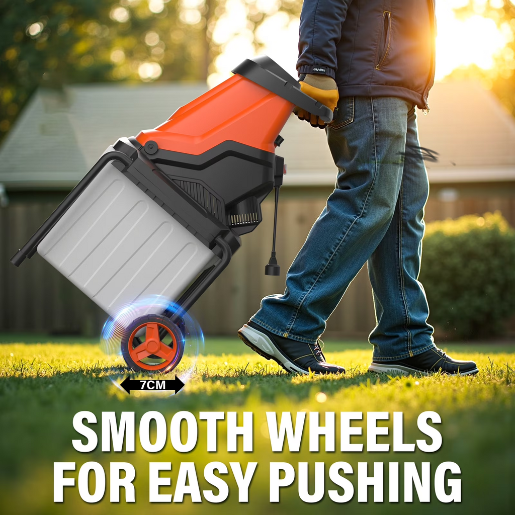 MAXLANDER 15-Amp 120V Heavy-Duty Electric Wood Chipper, Equipped with 1.2 Bushel Collection Bin for Yard Branch Shredding