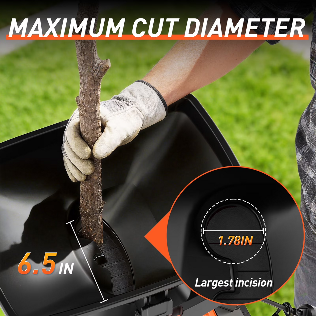 MAXLANDER 15A Corded Wood Chipper Shredder, 1.75in Cutting Capacity, Yard Branch Mulcher with Collection Bag for Composting Twigs & Garden Waste