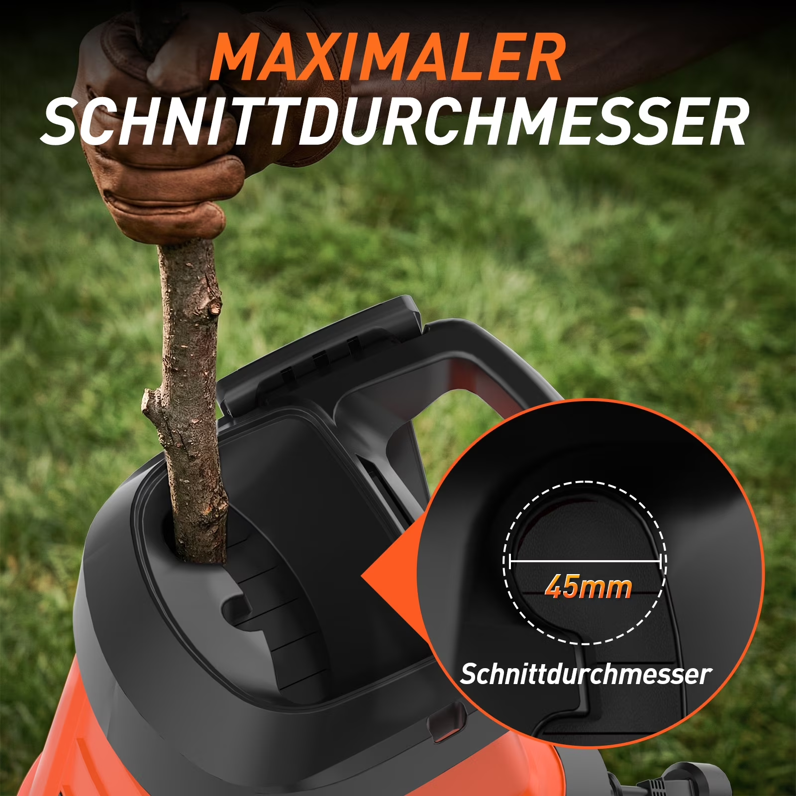 MAXLANDER 15-Amp 120V Heavy-Duty Electric Wood Chipper with 1.2-Bushel Bin