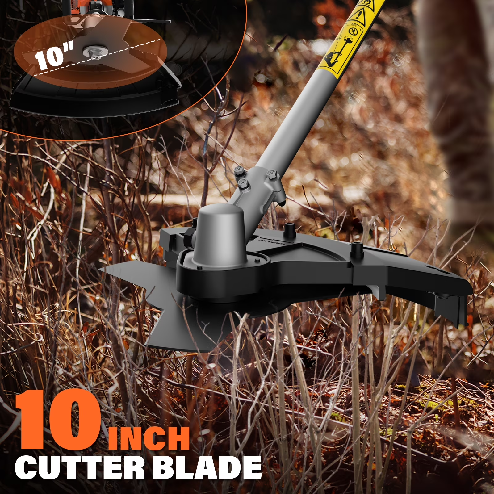 MAXLANDER 26cc Gas Weed Wacker, 2-in-1 Multi Tools, String Trimmer 17-Inch with 10-Inch Brush Cutter, Use 2 Cycle Air-Cooled Engine with Rubber Handle & Shoulder Strap Included, for Mowing Lawns