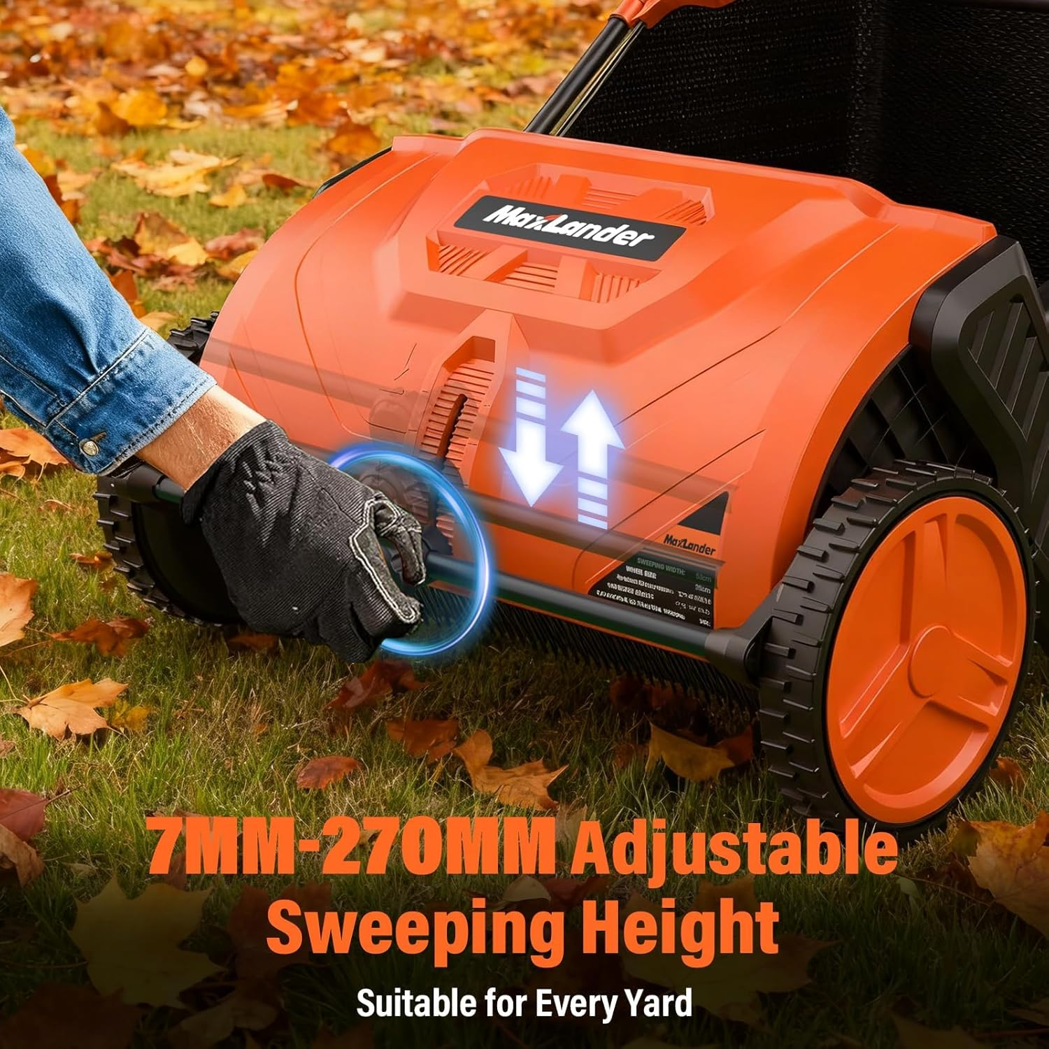 MAXLANDER 21-Inch Push Lawn Sweeper, Walk-Behind Leaf & Grass Collector with 3.5 Cu.Ft. Hopper, Adjustable Brush Height for Quick Yard Cleanup Grass Catchers