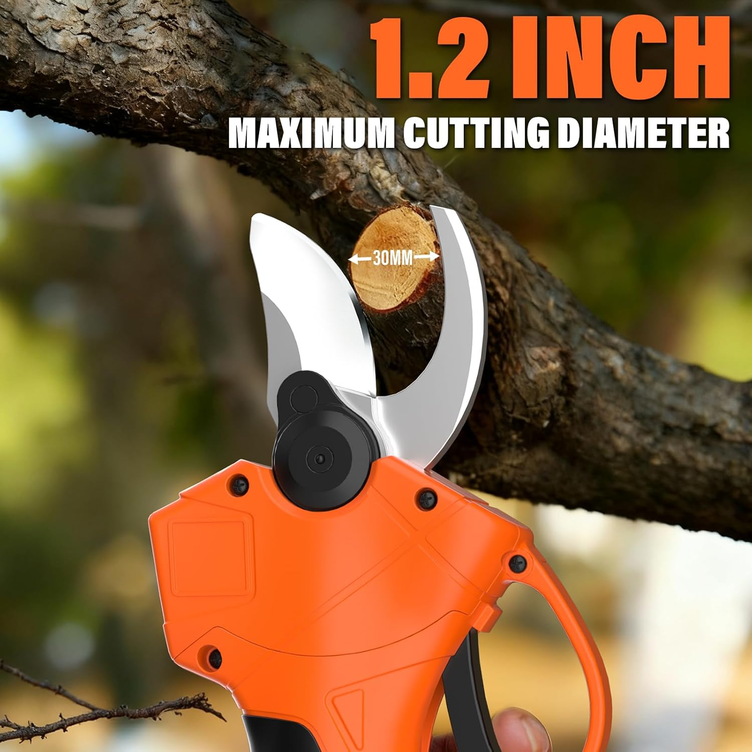 Maxlander Pole Pruning Shears, 1.2" Cutting Diameter, 2 x 3.0Ah Batteries | 2-In-1, Battery-Powered, Brushless Motor, 16500 Rpm/Min, 14 Ft Reach, Lcd Display, Safety Design