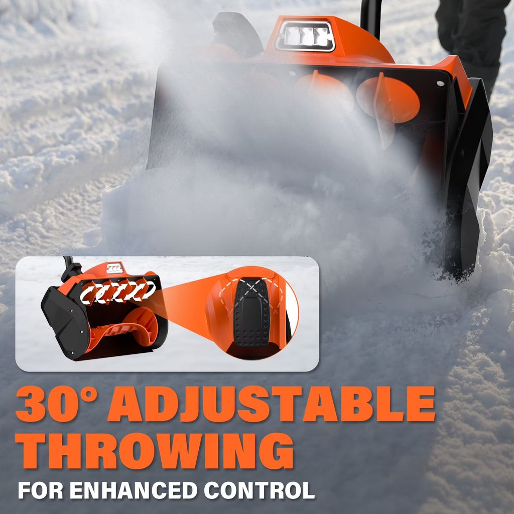 MAXLANDER 20V Cordless 12-Inch Electric Snow Shovel Blower, Adjustable Handle, Complete Kit with 4.0Ah Lithium Battery, 1A Corded Single-Port Charger & Protective Storage Cover Included