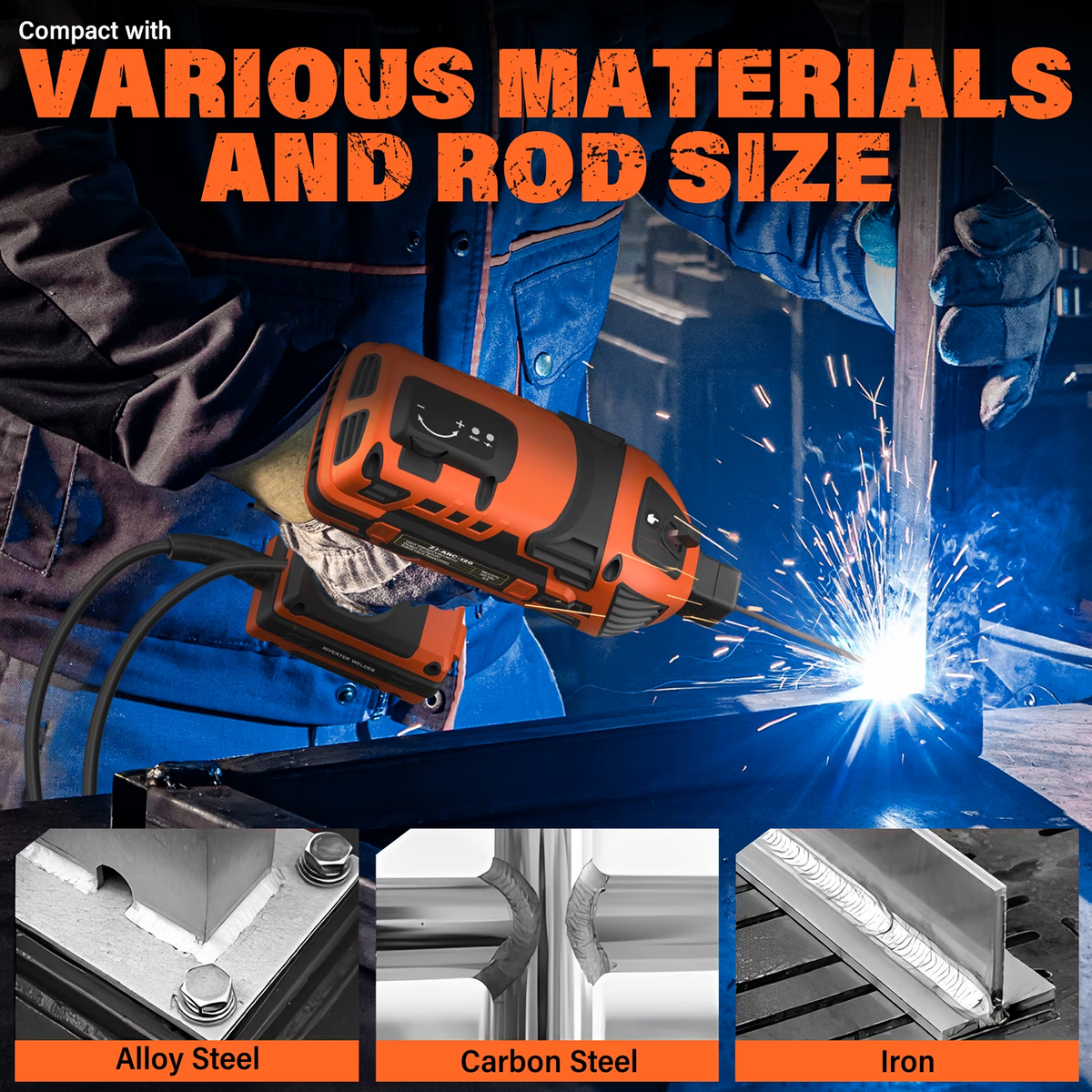 MAXLANDER Portable Welding Machine, 110V 120A Handheld ARC Welder with IGBT Inverter 5 Variable Current Adjustment, 20PCS Rods, Fits for 3/64"-1/8" Wire Rods