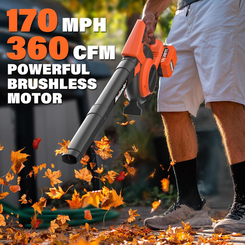 Maxlander 40V Brushless 3-in-1 Cordless Leaf Blower Vacuum Mulcher, 170MPH 360CFM 5-Speed Lawn Leaf Cleaner, 2x4.0Ah Batteries, Charger & Collection Bag Included for Yard Care