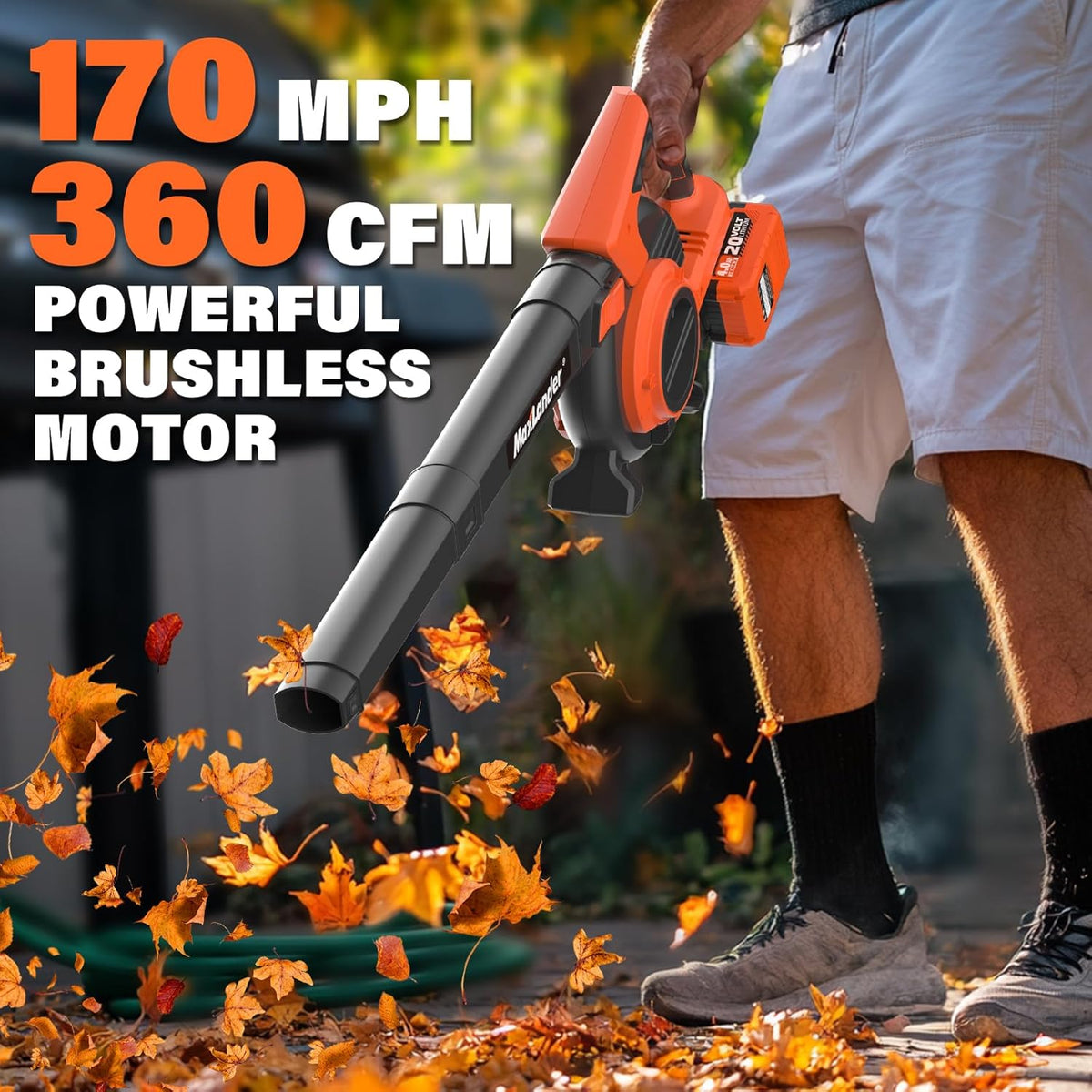 Maxlander 40V Brushless 3-in-1 Cordless Leaf Blower Vacuum Mulcher, 170MPH 360CFM 5-Speed Lawn Leaf Cleaner, 2x4.0Ah Batteries, Charger & Collection Bag Included for Yard Care