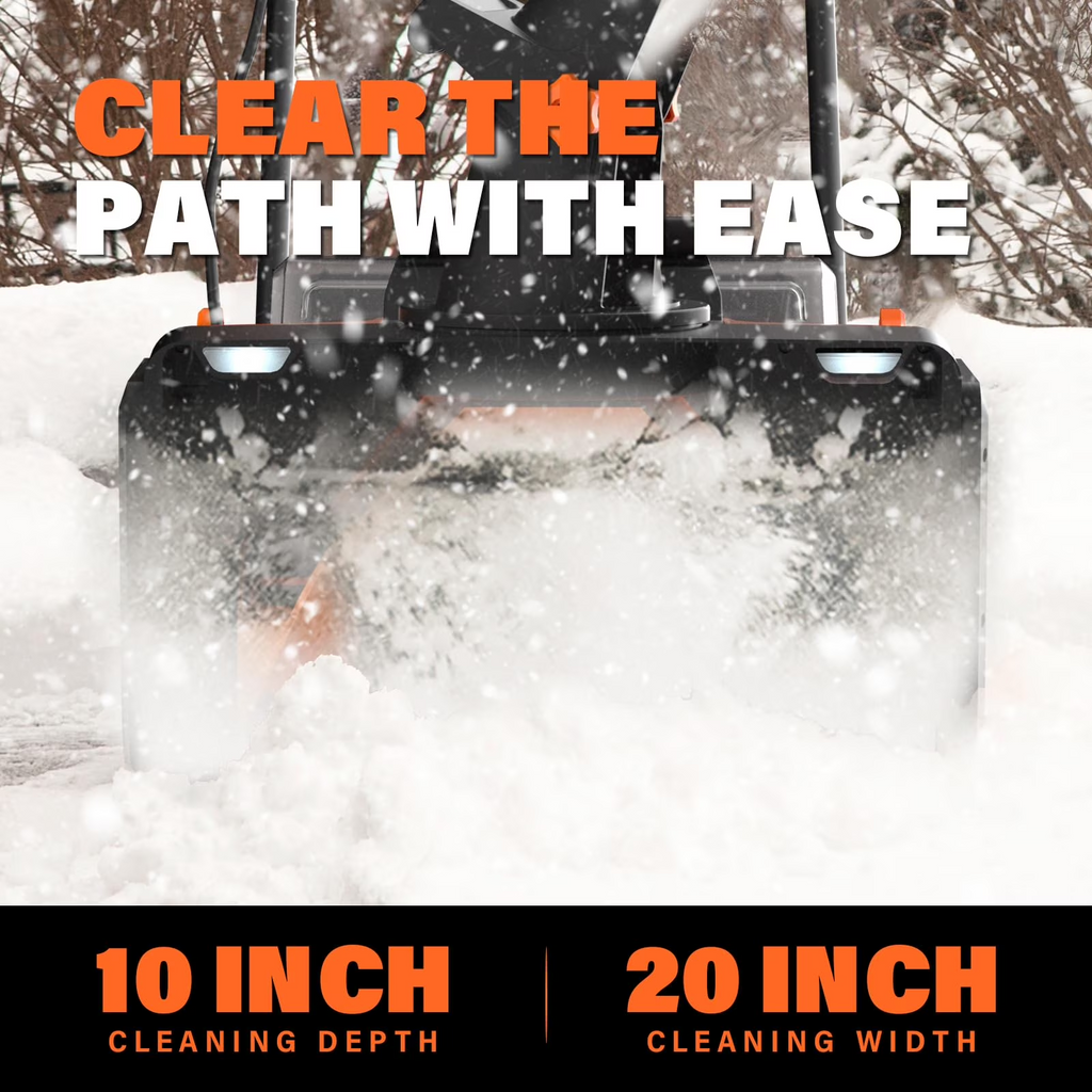 MAXLANDER Snow Blower Cordless, 40V 20-Inch Brushless Cordless Snow Blower with Dual LED Lights, 180° Rotating Chute, Electric Snow Blower Battery Powered（2 x 4.0Ah Batteries and Charger Included）