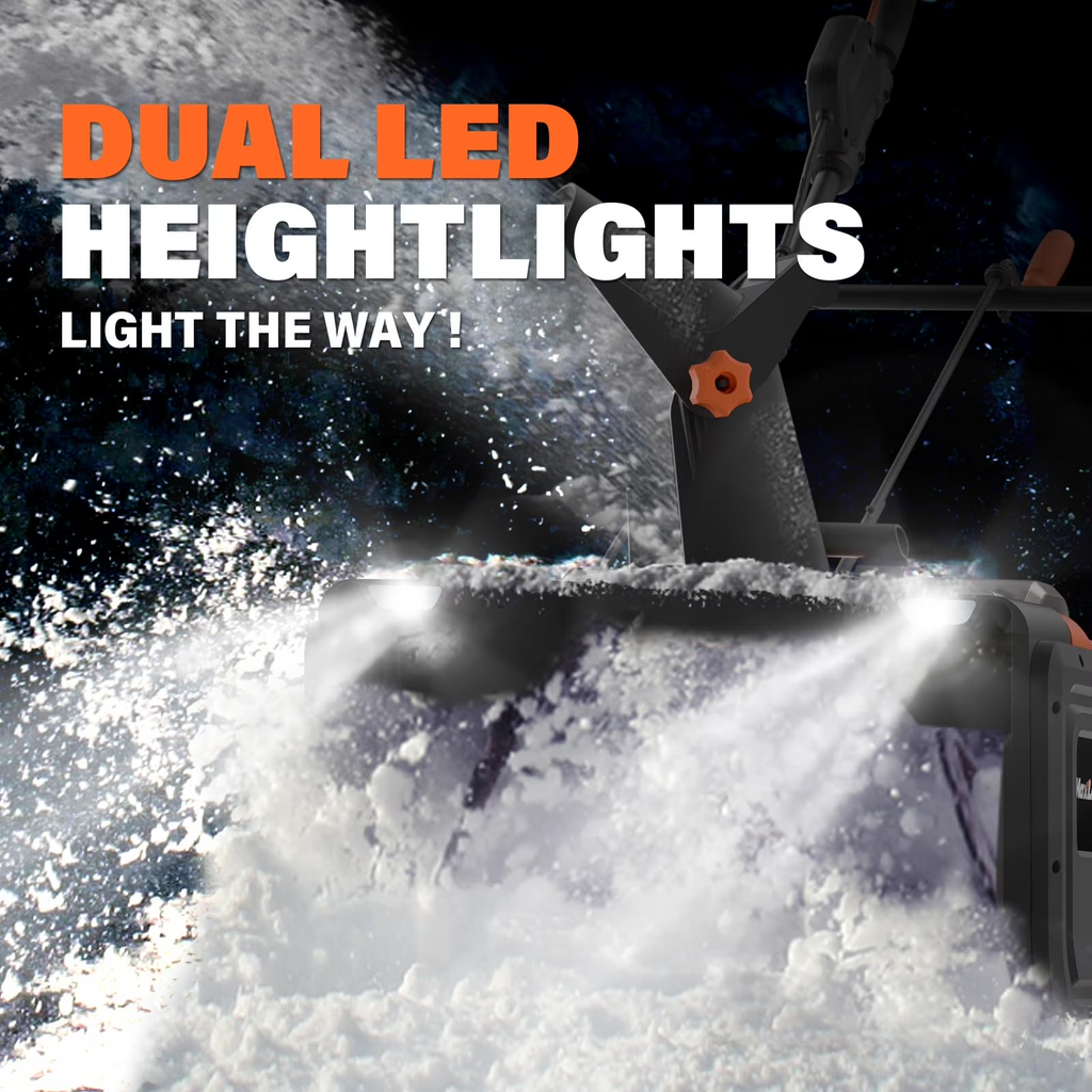 MAXLANDER Snow Blower Cordless, 40V 20-Inch Brushless Cordless Snow Blower with Dual LED Lights, 180° Rotating Chute, Electric Snow Blower Battery Powered（2 x 4.0Ah Batteries and Charger Included）