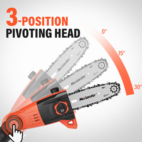 Maxlander Pole Saw 8-Inch Cordless Pole Saws for Tree Trimming and 18-Inch Pole Hedge Trimmer 2-in-1, Orange