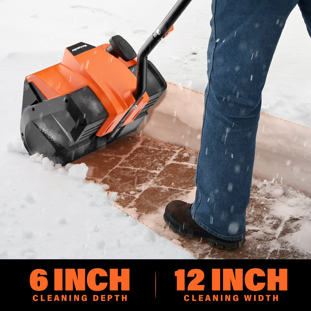 MAXLANDER 20V Cordless 12-Inch Electric Snow Shovel Blower, Adjustable Handle, Complete Kit with 4.0Ah Lithium Battery, 1A Corded Single-Port Charger & Protective Storage Cover Included