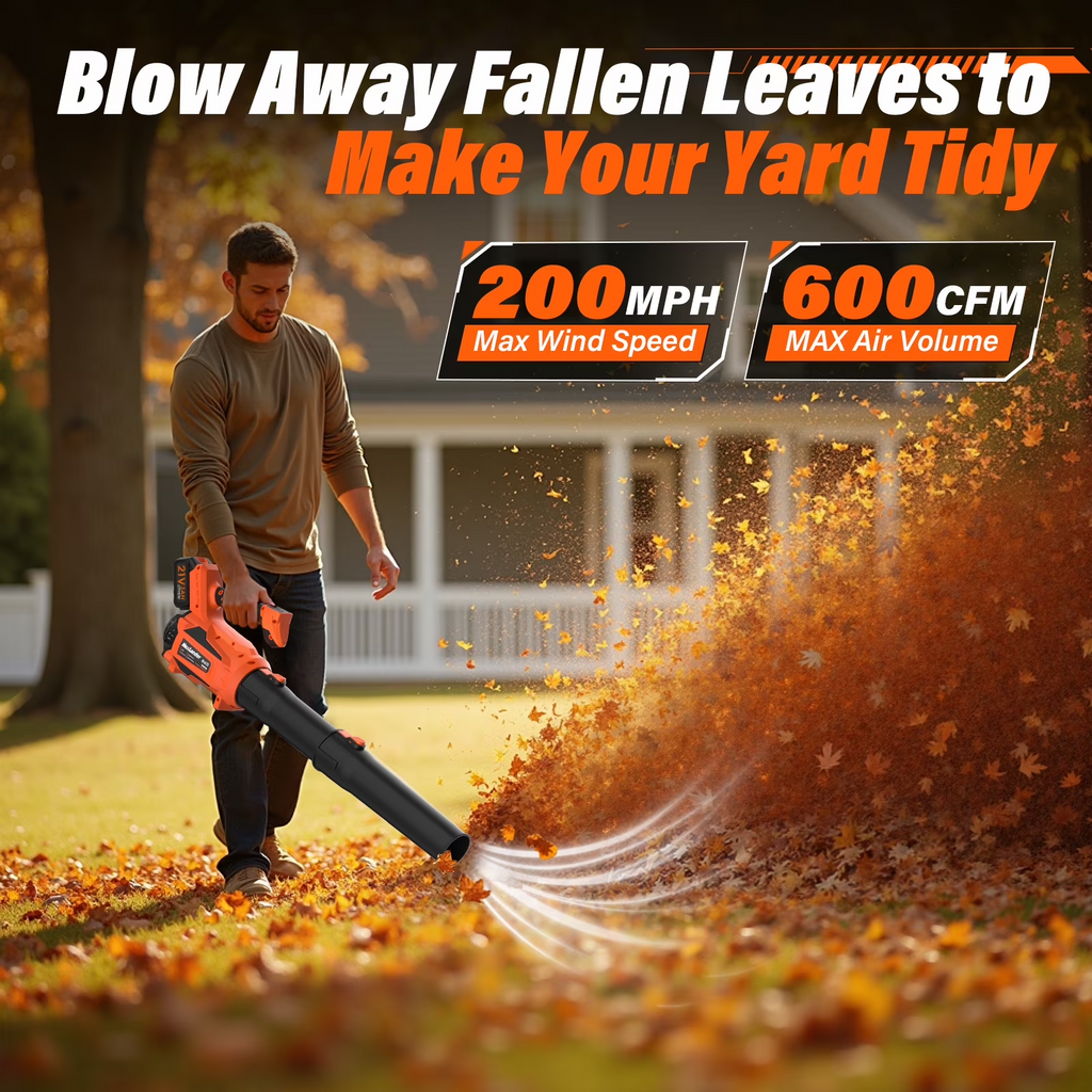 MAXLANDER Cordless Leaf & Snow Blower, 600CFM 200MPH 5-Speed Electric Blower with 2×3.0Ah Batteries & Charger for Yard, Patio & Snow Removal