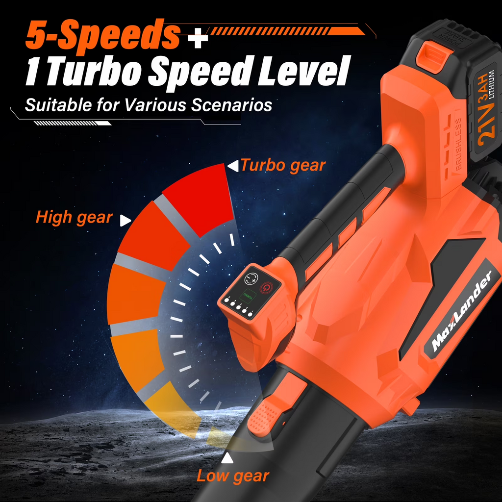 MAXLANDER Cordless Leaf & Snow Blower, 600CFM 200MPH 5-Speed Electric Blower with 2×3.0Ah Batteries & Charger for Yard, Patio & Snow Removal