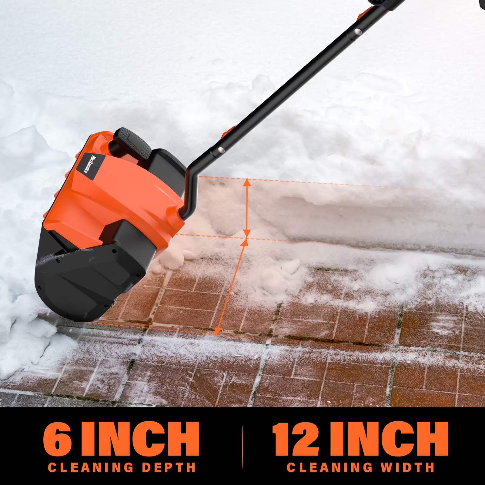MAXLANDER 20V Cordless 12-Inch Electric Snow Shovel Blower, Adjustable Handle, Complete Kit with 4.0Ah Lithium Battery, 1A Corded Single-Port Charger & Protective Storage Cover Included