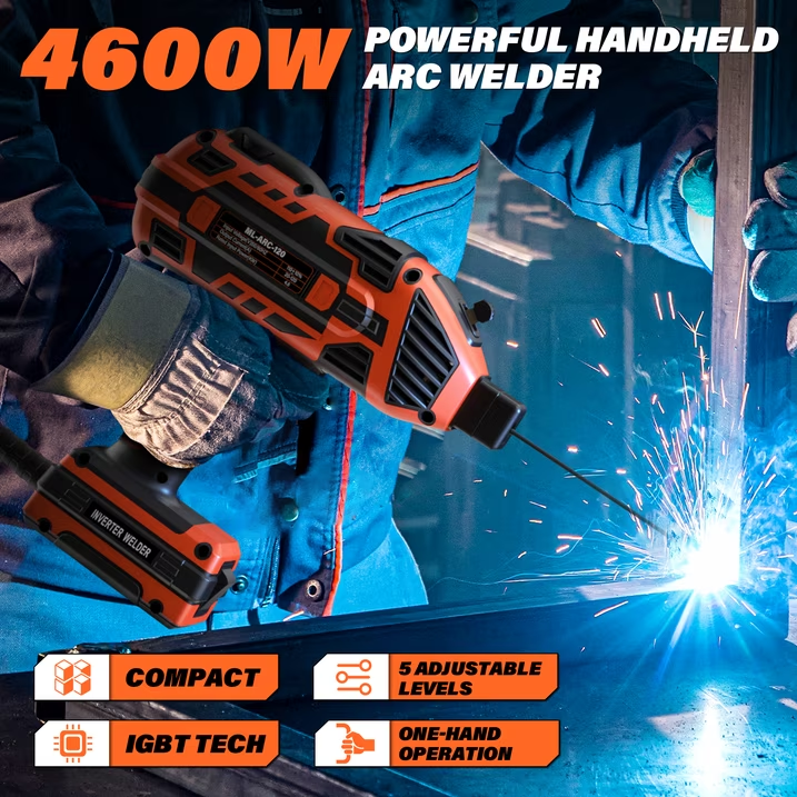MAXLANDER Portable Welding Machine, 110V 120A Handheld ARC Welder with IGBT Inverter 5 Variable Current Adjustment, 20PCS Rods, Fits for 3/64"-1/8" Wire Rods