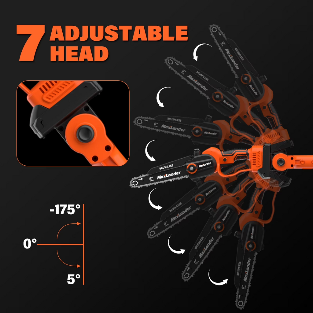 MAXLANDER 2-in-1 20V Cordless Pole Saw & Mini Chainsaw, 8in Bar, 14ft Max Reach, 2 Replacement Chains, 2×Batteries & Charger for Tree Trimming