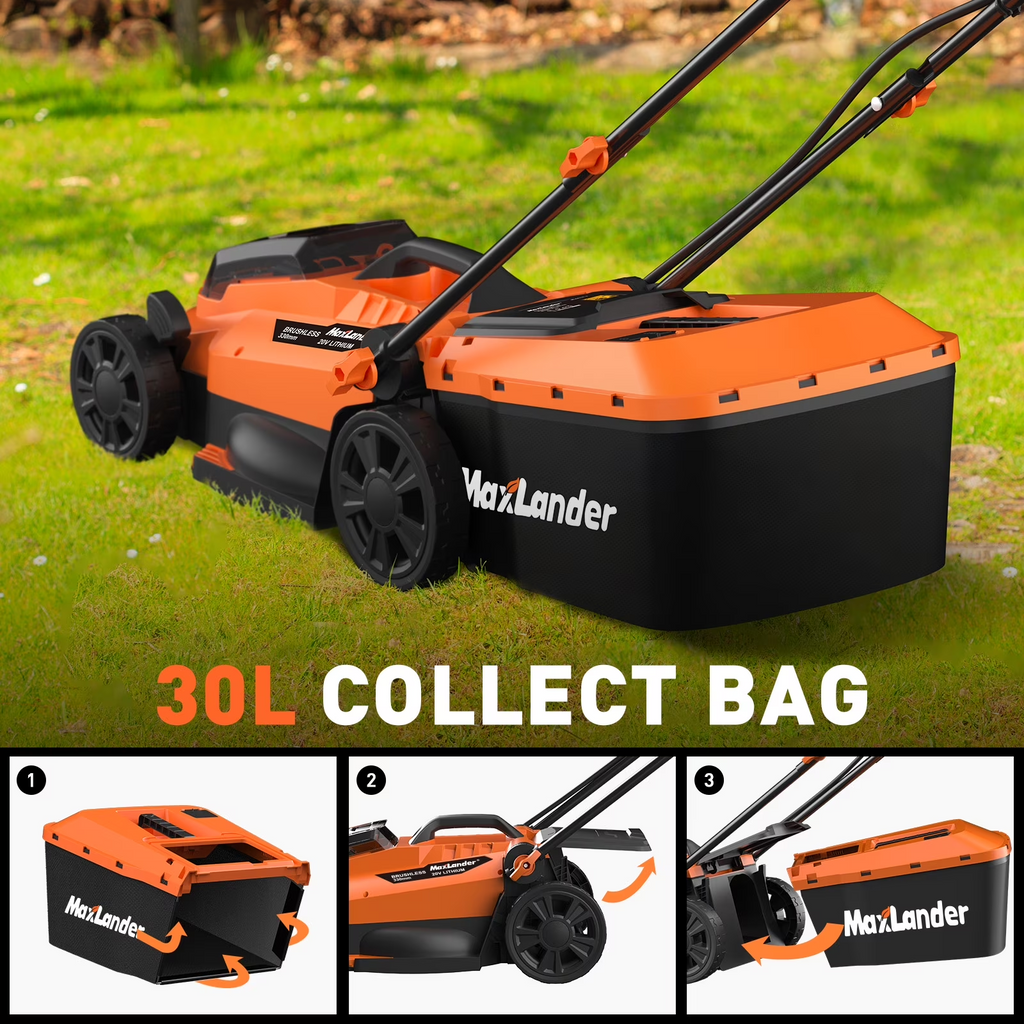 Maxlander 13" Cordless Lawn Mower, 2-in-1 Battery Powered Lawn Mower with Brushless Motor, 5-Position Height Adjustment with 2x4.0ah Batteries