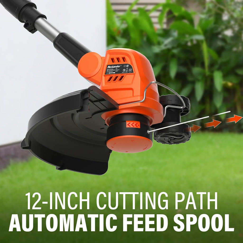 MAXLANDER 20V 12'' Cordless Weed Wacker/Edger and Leaf Blower Combo Kit, 8 Pcs Replacement Spools, 2 x 2.0Ah Batteries & Charger Included