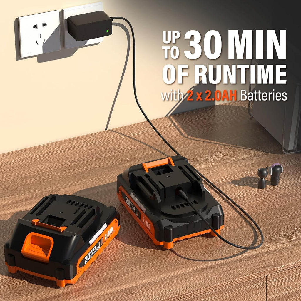 MAXLANDER 20V 12'' Cordless Weed Wacker/Edger and Leaf Blower Combo Kit, 8 Pcs Replacement Spools, 2 x 2.0Ah Batteries & Charger Included
