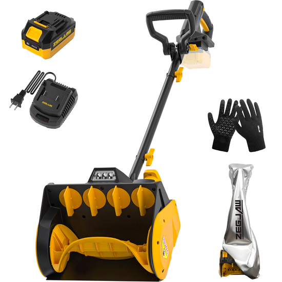 ZEGJAW 12-Inch Cordless Snow Shovel, 20V Snow Blower With LED Light,Electric Snow Thrower with Directional Plate&Adjustable Handle, 21ft Throwing Distance,12"x6" Clearing Path (4.0Ah Battery included