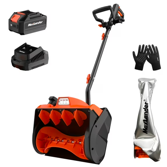 MAXLANDER Cordless Snow Shovel, 20V 11-Inch Electric Battery Snow Blower with Adjustable Handle (4.0Ah Battery, Charger and Cover Included)