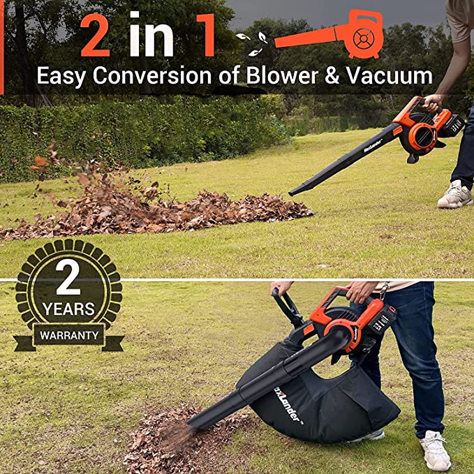 MAXLANDER 2 in 1 Cordless Leaf Blower & Vacuum Cleaner with Bag