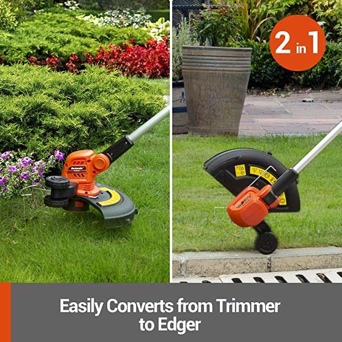 MAXLANDER 20V Cordless Weed Wacker - 12" Trimmer/Edger With 2 Batteries & 8 Spools (Lightweight Design)